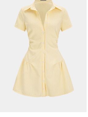 Micas Yellow Striped Shirt Dress
